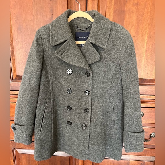 Lands' End Jackets & Blazers - Lands' End Women's Charcoal Pea Coat